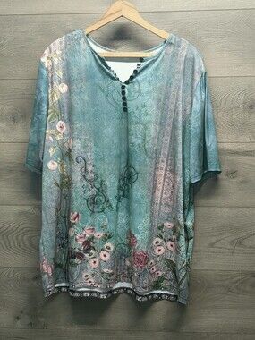 No Brand Whimsical Floral Blouse Women's Plus Size 3X